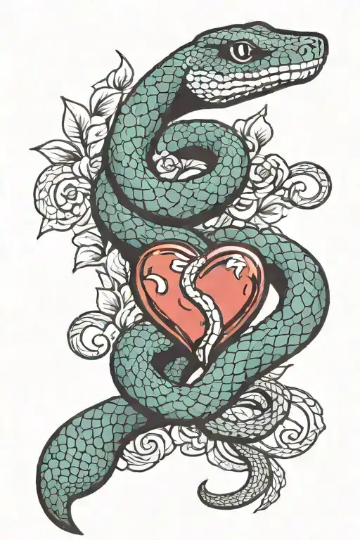 Snake Squeezed Around A Heart