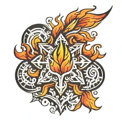 Fire Flames And Snow Flake