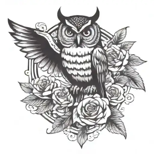 A Traditional Tattoo Of An Owl