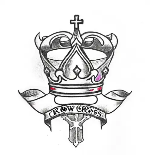 King's Crown With Cross And Roses