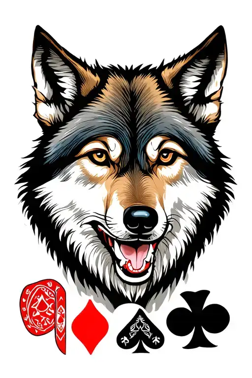 Wolf Playing Poker