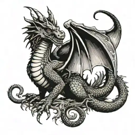 Dragon Holding A Lizard In Its Talons