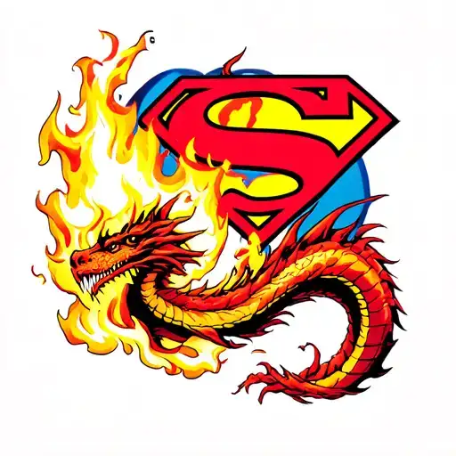 Superman Logo Dragon Breathing Fire Memorial