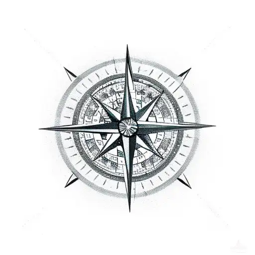 A Compass Rose With Musical Notes Representing Different Places The Client Has Traveled To