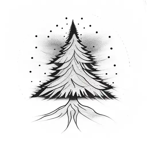 A Tree Made Up Of Black And White Strokes Resembling Guache Brushstrokes