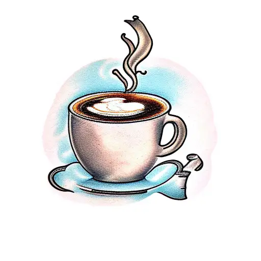 A Steaming Cup Of Coffee With A Delicate Latte Art Design