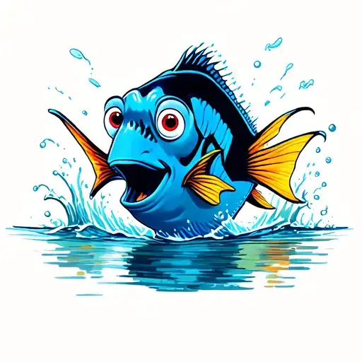 Dory The Fish Popping Head Out Of The Water