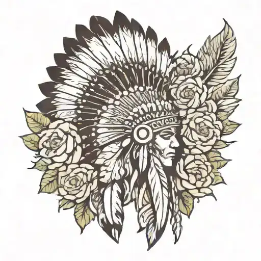 Indian Headdress And Flowers