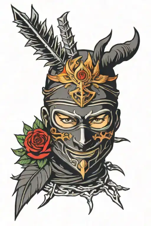 Ninja Mask With Thorn Crown Surrounded