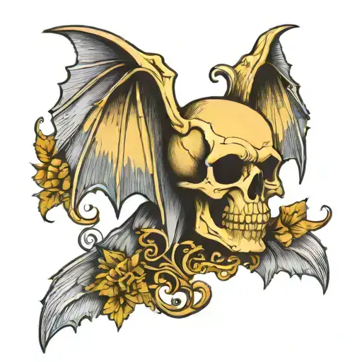 A Skull With Bat Wings Inspired By The Artwork Of Wes Lang