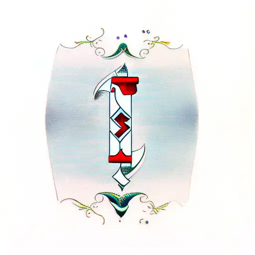 Dagger With The Numbers 9 And Below It 6 On The Handle