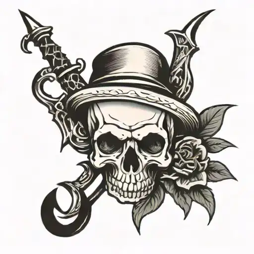 Skull And Crossed Fishhooks