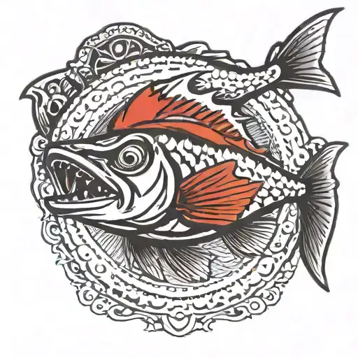 Barracuda Fish Wearing A Firemen's Helmet