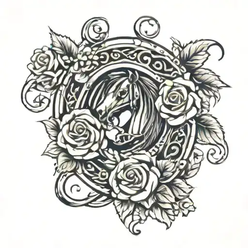 Horse Shoe Wrapped In Roses