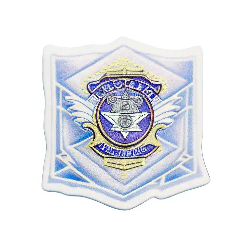 A Police Badge Surrounded By Intricate Martial Arts Symbols