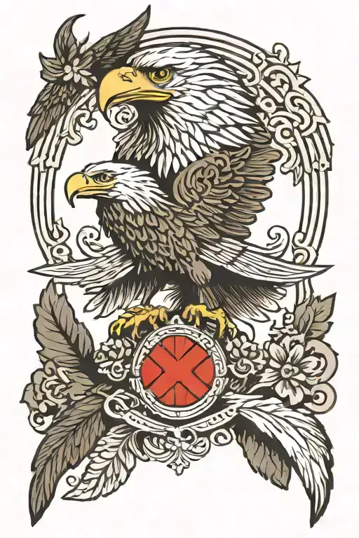 God With Cross Polish Falg And Eagle Head