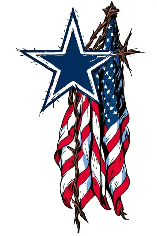 American Flag Dallas Cowboys Star Barbed Wire Cross