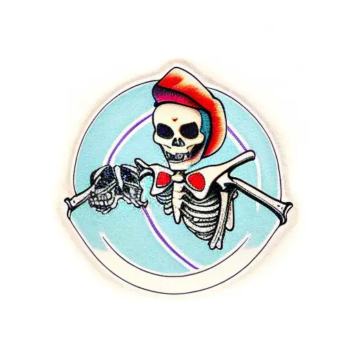 Friendly Skeleton Sitting Down At Sports Game