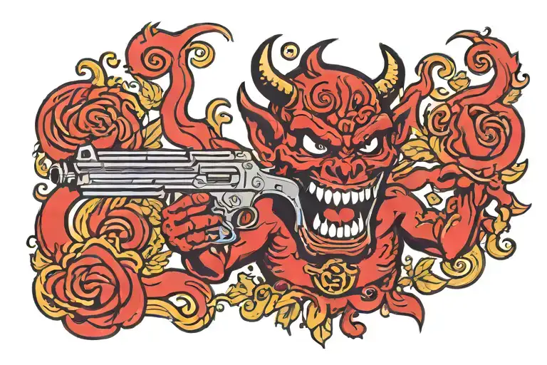 Red Devil With Gun