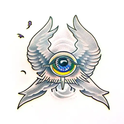 Flying Raven With Eyeball In One Claw
