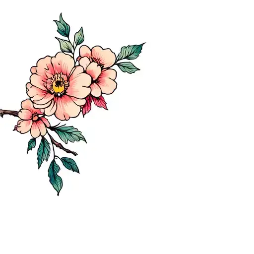 Floral Patterns On A Branch