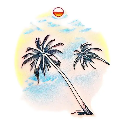 Palm Trees Hammock Beach Ocean Sunset