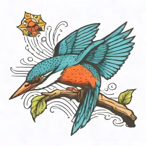 Kingfisher Diving Into Water