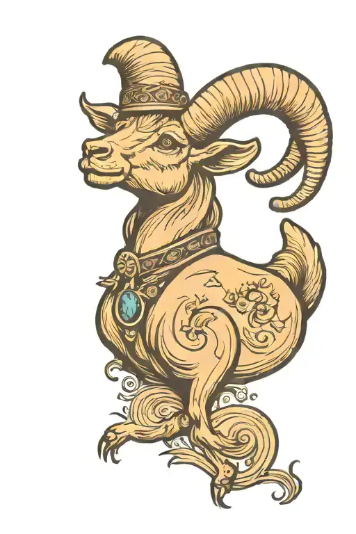 Magical Capricorn Goat With Earth Background