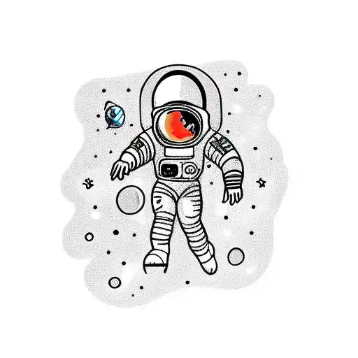 An Astronaut Exploring A Mysterious Planet Filled With Floating Red Balloons