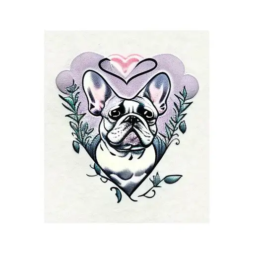 The Word Frenchie With A Daffodil And A Heart