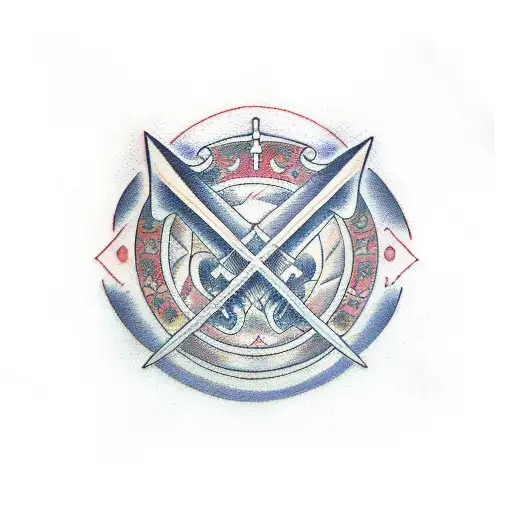 Swords Laid Out In A Circle Shape