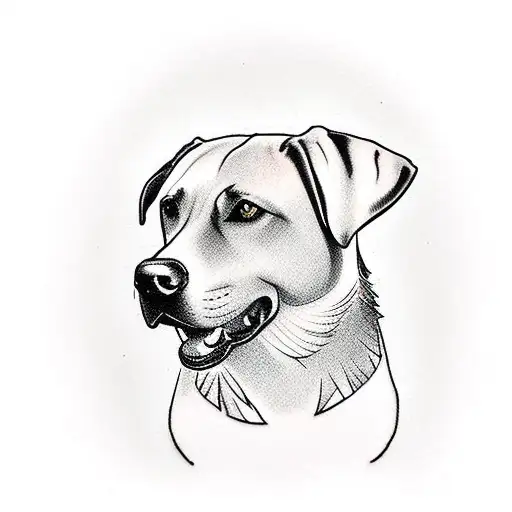 A Black Labrador With A Red Collar As The Focal Point