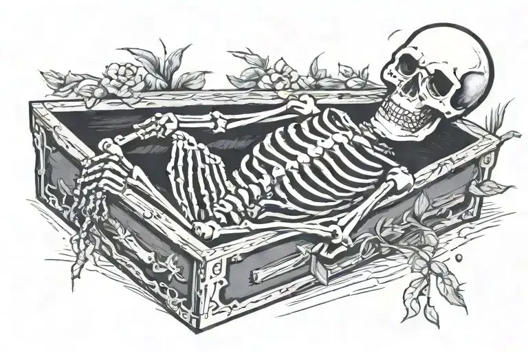 Skeleton In Coffin With A Joint