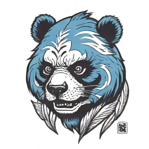An Angry Blue Panda Bear Head
