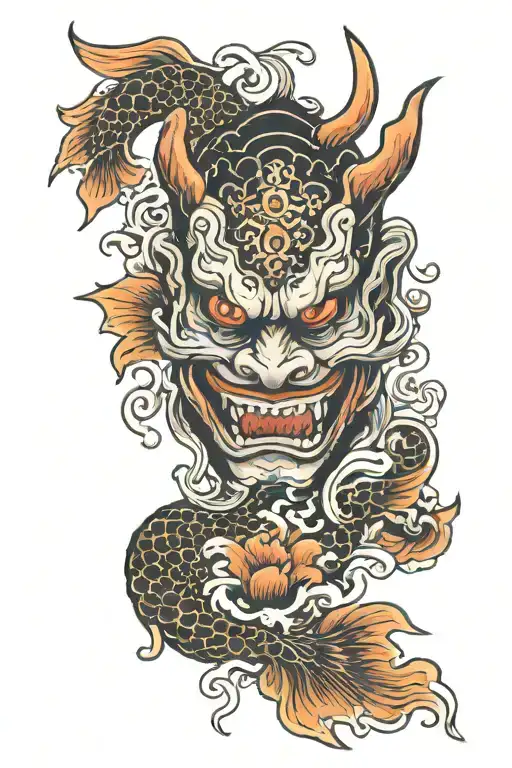 Oni Mask With Koi Fish