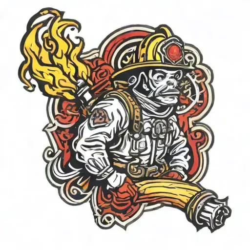 Firefighter Flame Cartoon