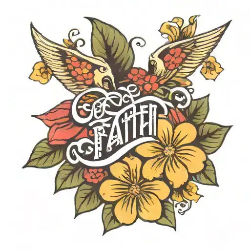 The Name Faith With Flowers
