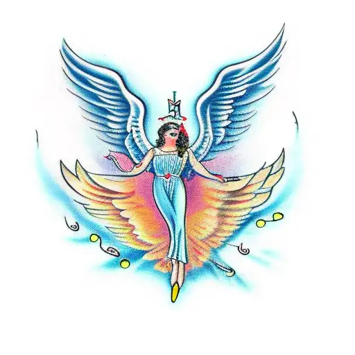 An Angel With Wings Made Of Musical Notes