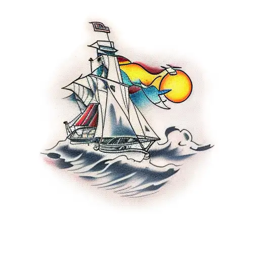 Caravel With Lighthouse