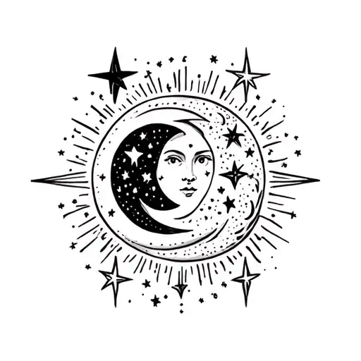 Celestial Moon And Stars