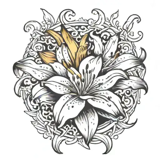 Tito Name And Lily Flowers Intertwined