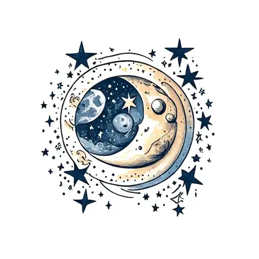 Celestial Moon And Stars