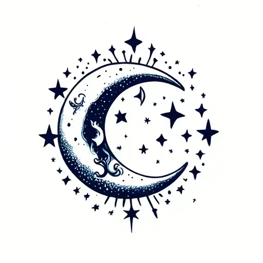 Celestial Moon And Stars