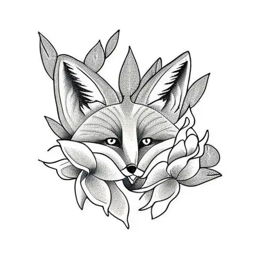 Fox With Magnolias For The Shoulder