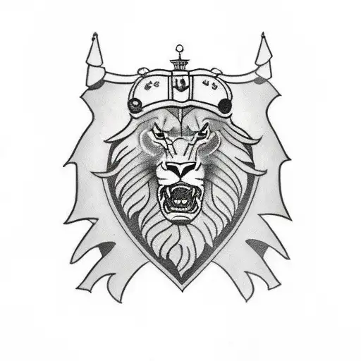 Scottish Lion In A Knight Helmet