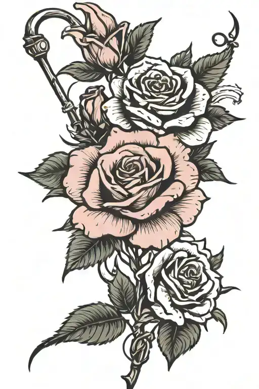 Rose With Heartbeat As The Stem And Birthdate And Death Date