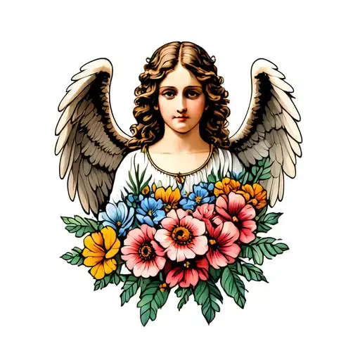 Guardian Angel With Flowers