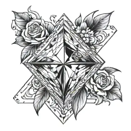 Diamond Tattoo For A Man On The Chest With An Image Of