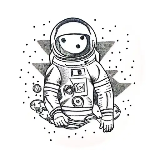 Full Body Astronaut With Stars Around Him Reaching For Something Infront