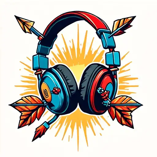 Pair Of Headphones With Arrow Through Them